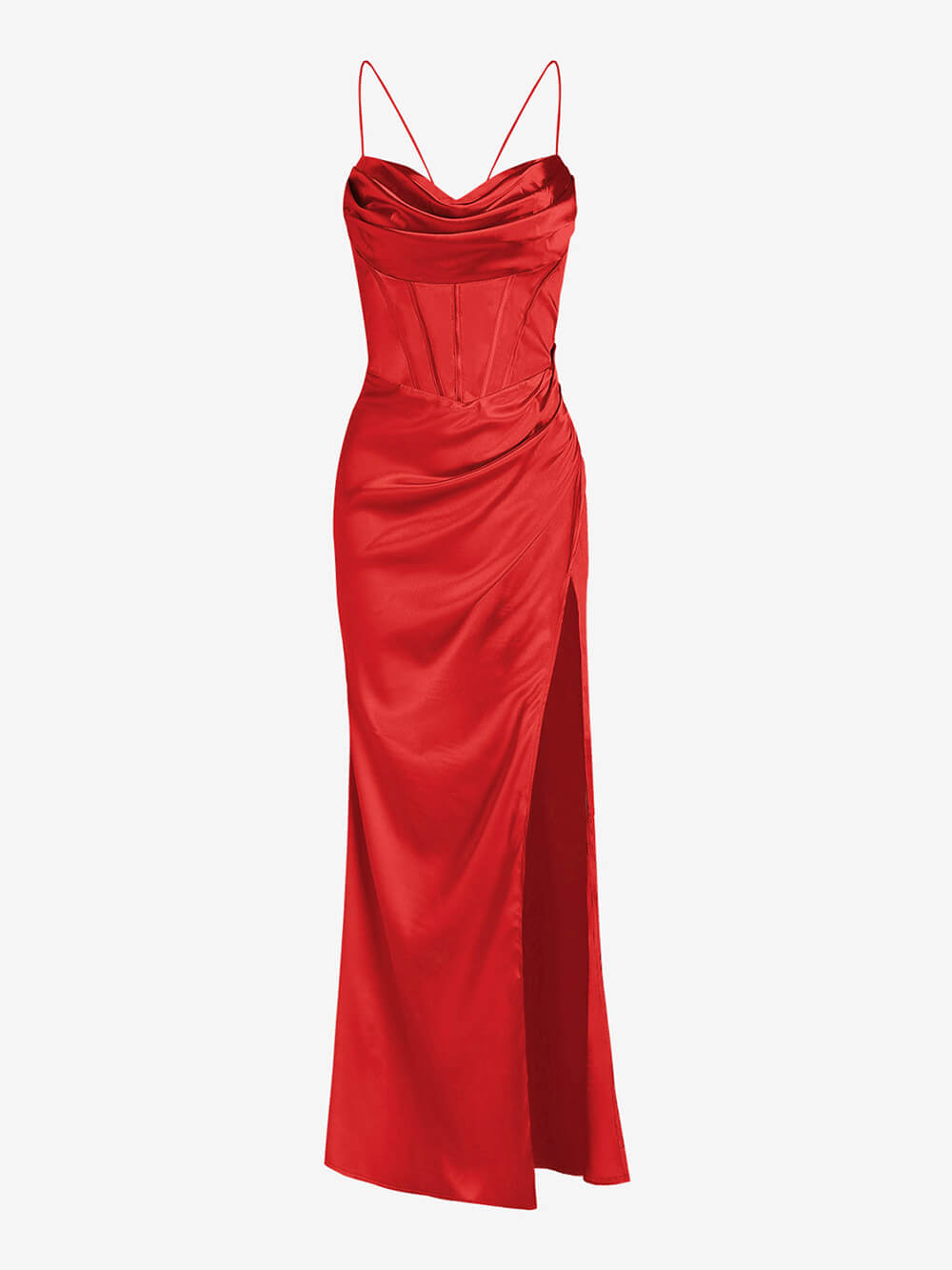 Satin Corset Maxi Dress with Slit