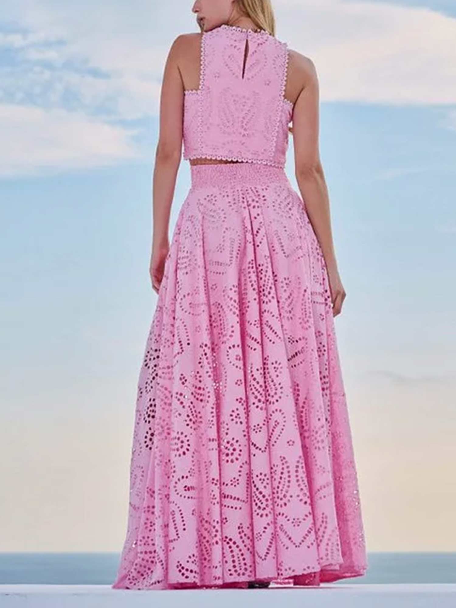 Embroidered Eyelet Crop Top