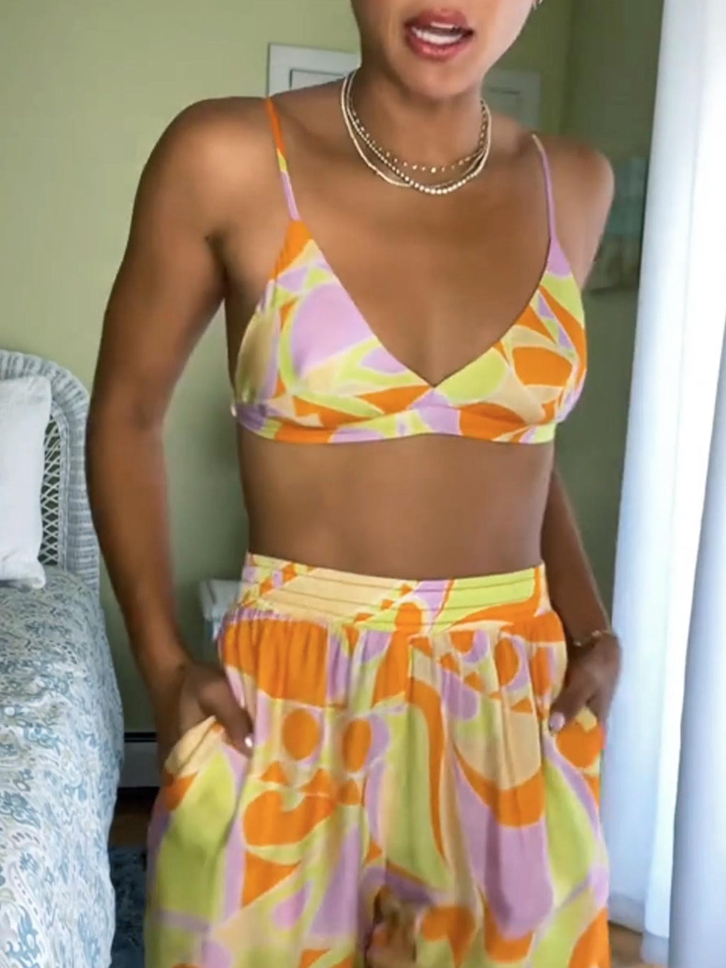 Tropical Beach Graphic Print Bralette