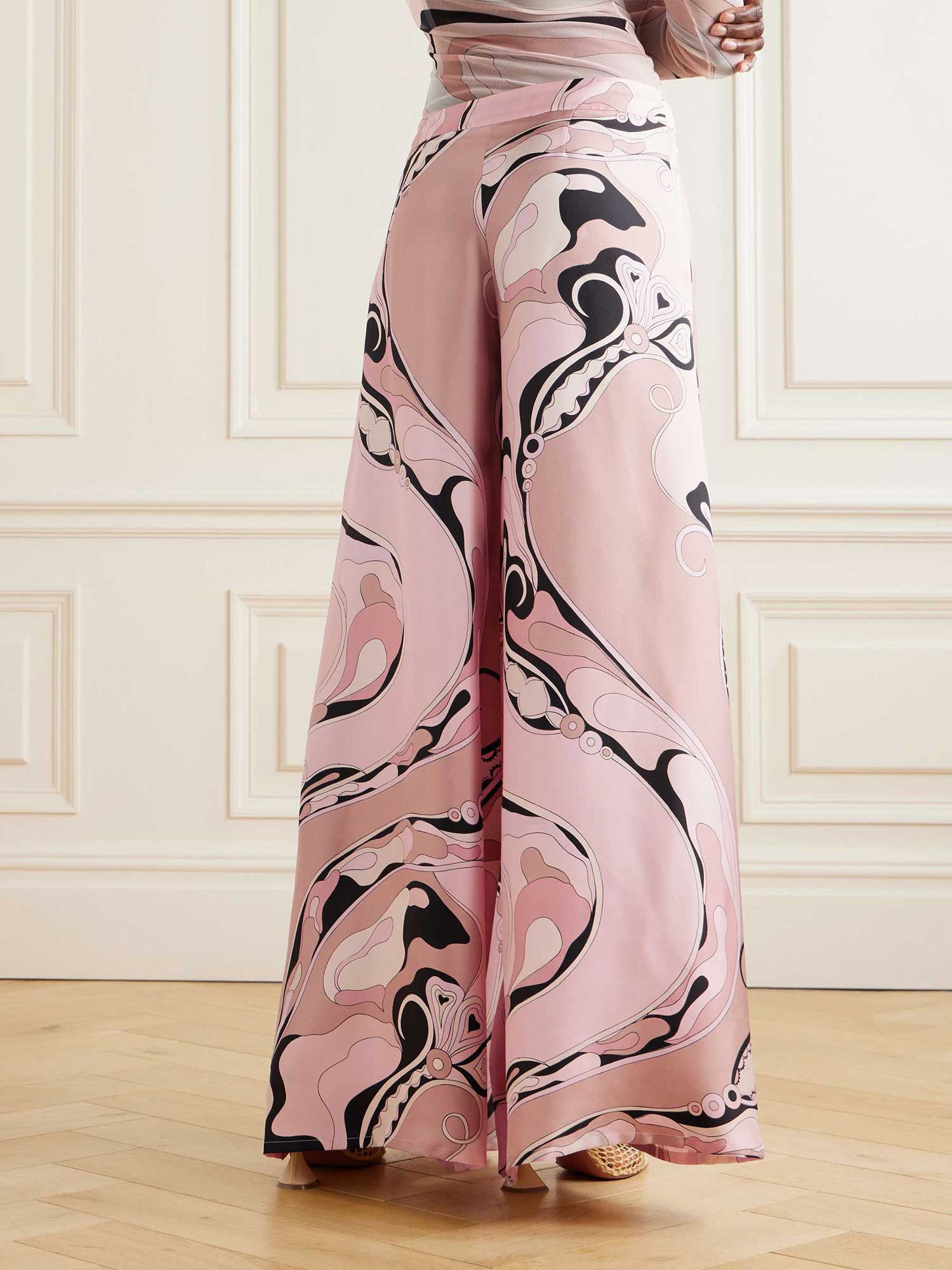 High Waist Wide Leg Abstract Print Pants