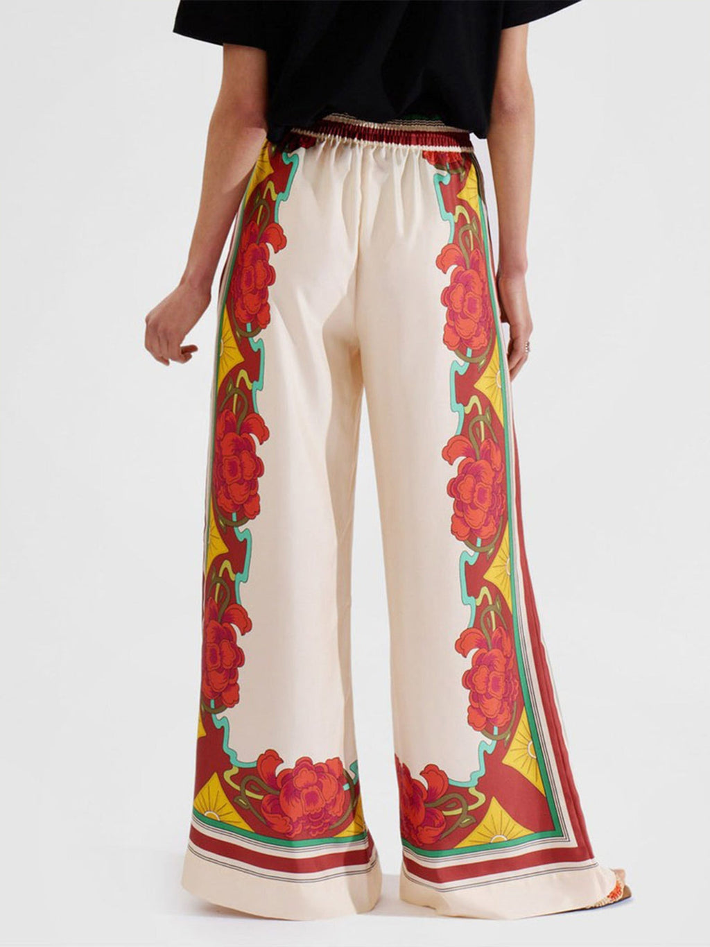 Tropical Floral Print Wide-Leg