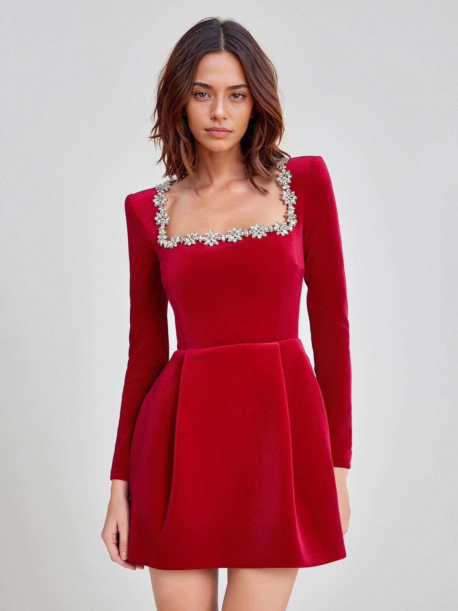 White Striped Velvet Dress