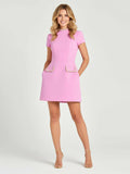 Pink Pearl Trim Mini Dress