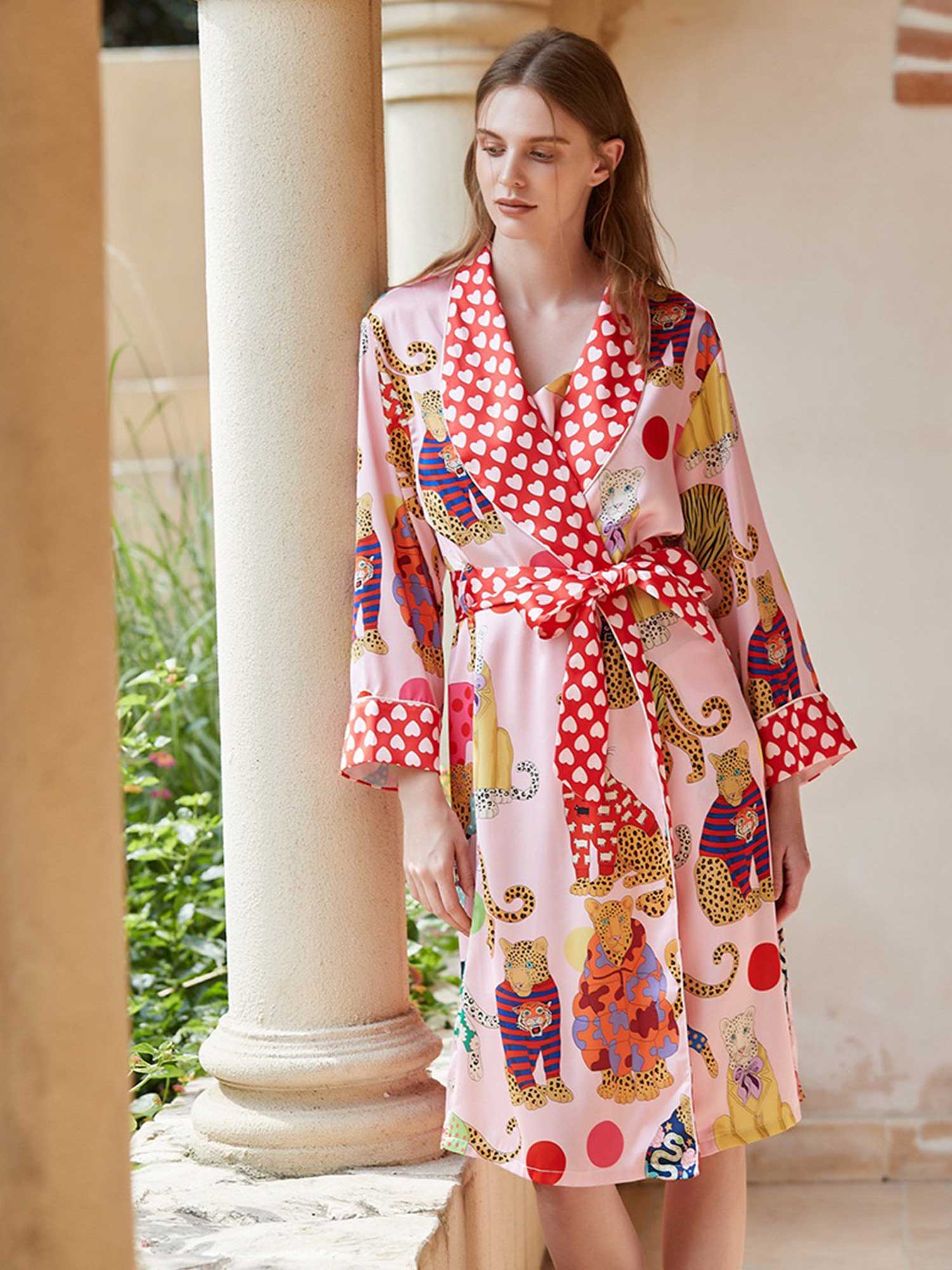 Cartoon Leopard Print Robe