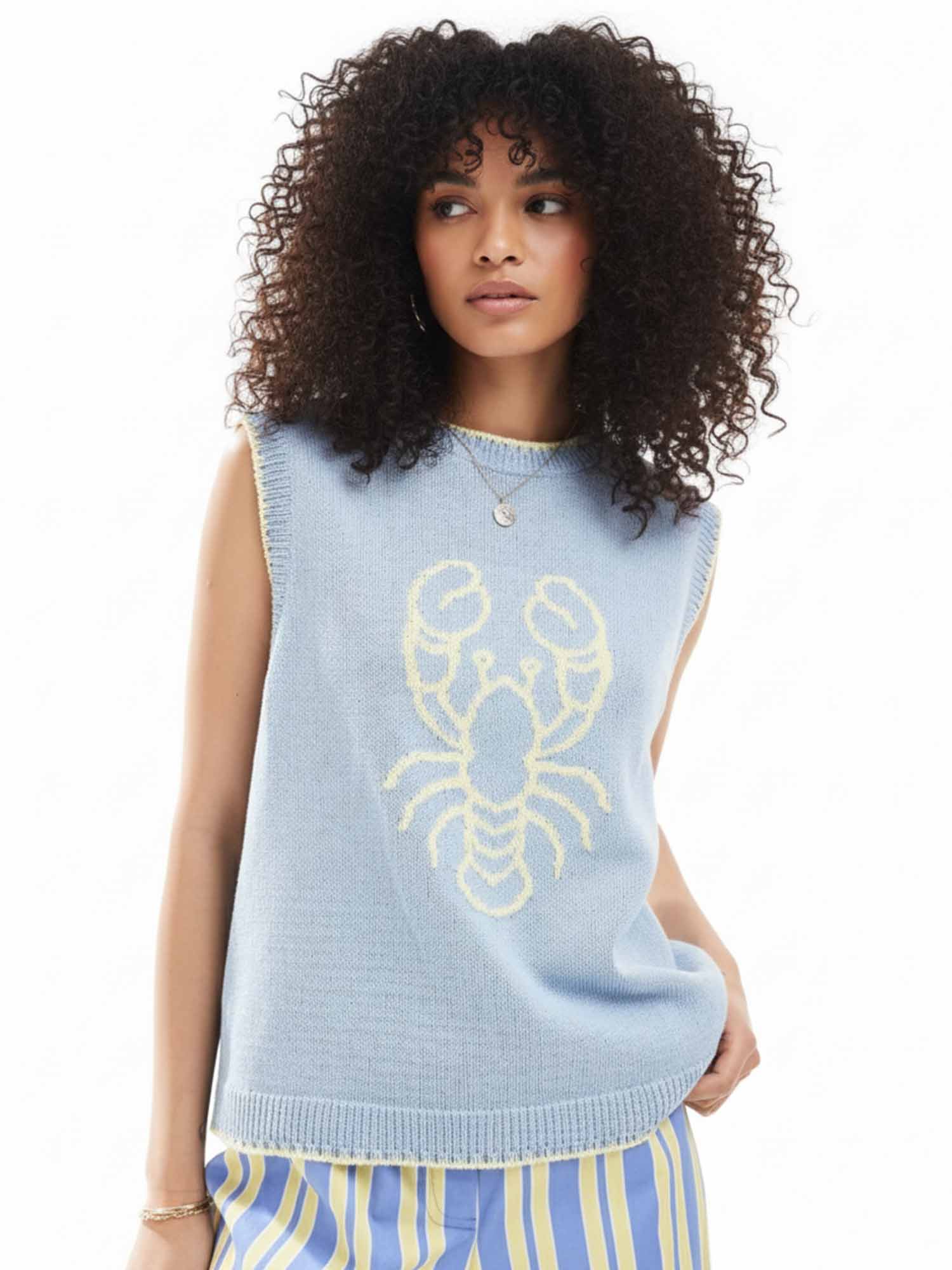 Lobster Pattern Knit Vest