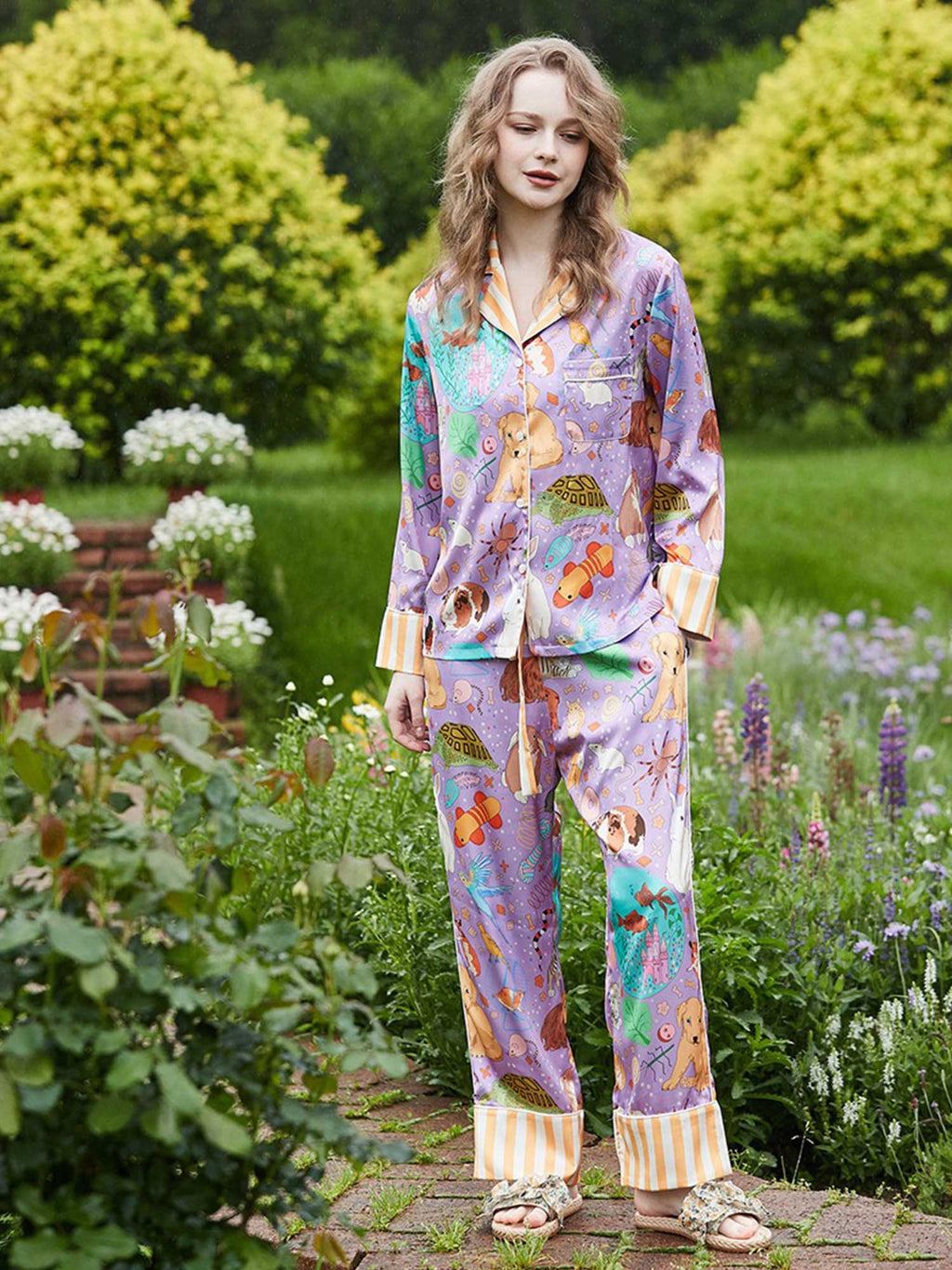 Guinea Pig & Goldfish Long Print Pajama Set