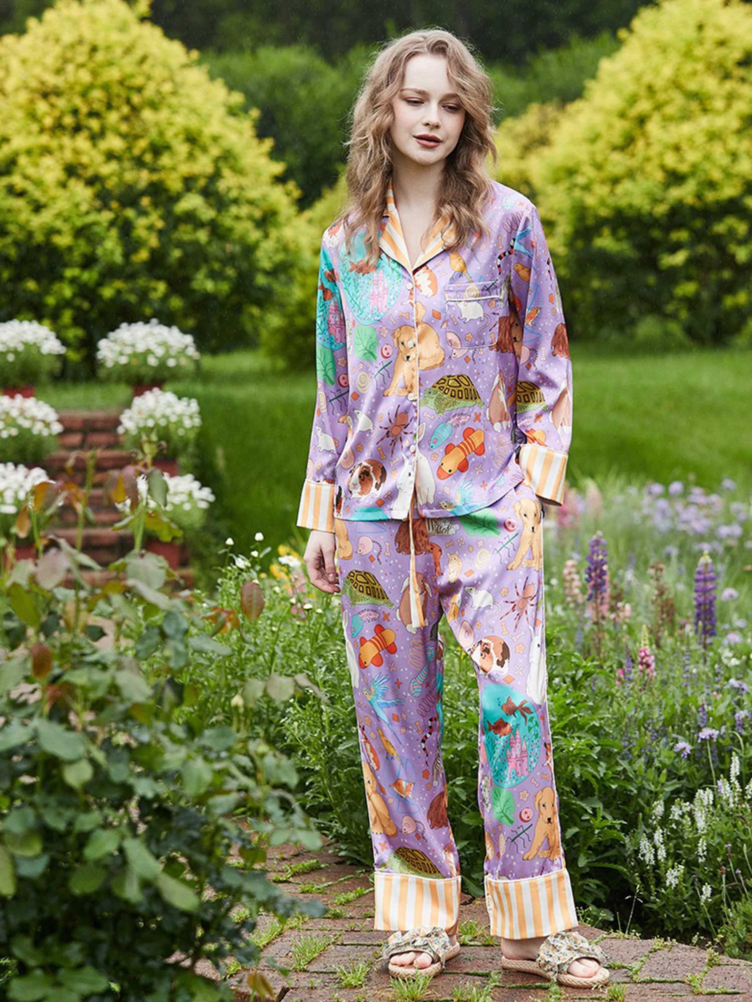 Guinea Pig & Goldfish Long Print Pajama Set