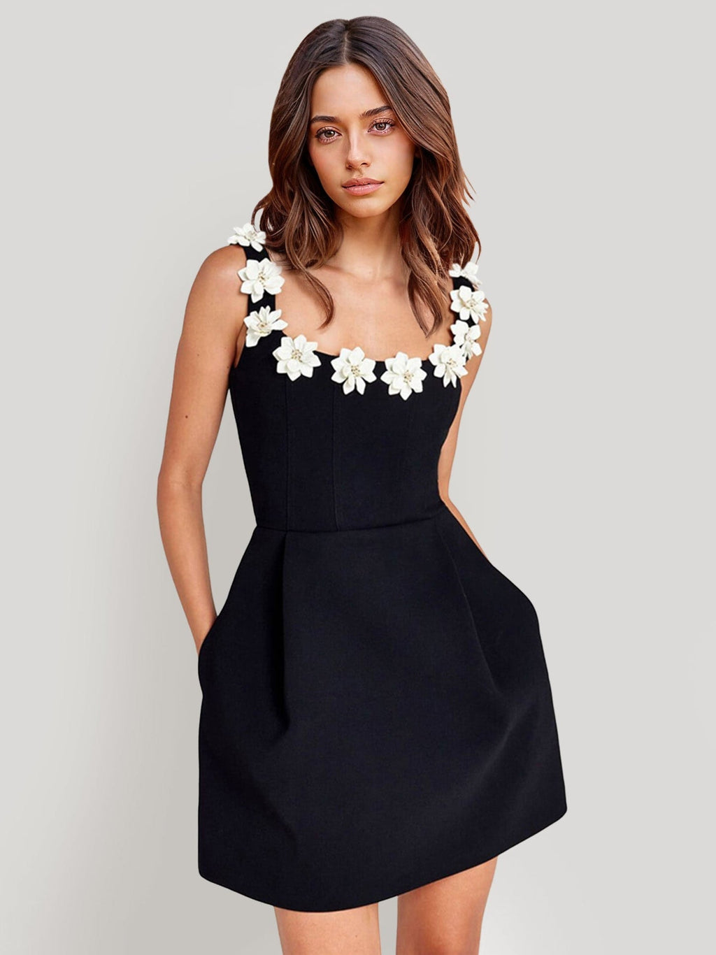 Floral Accented A-Line Dress