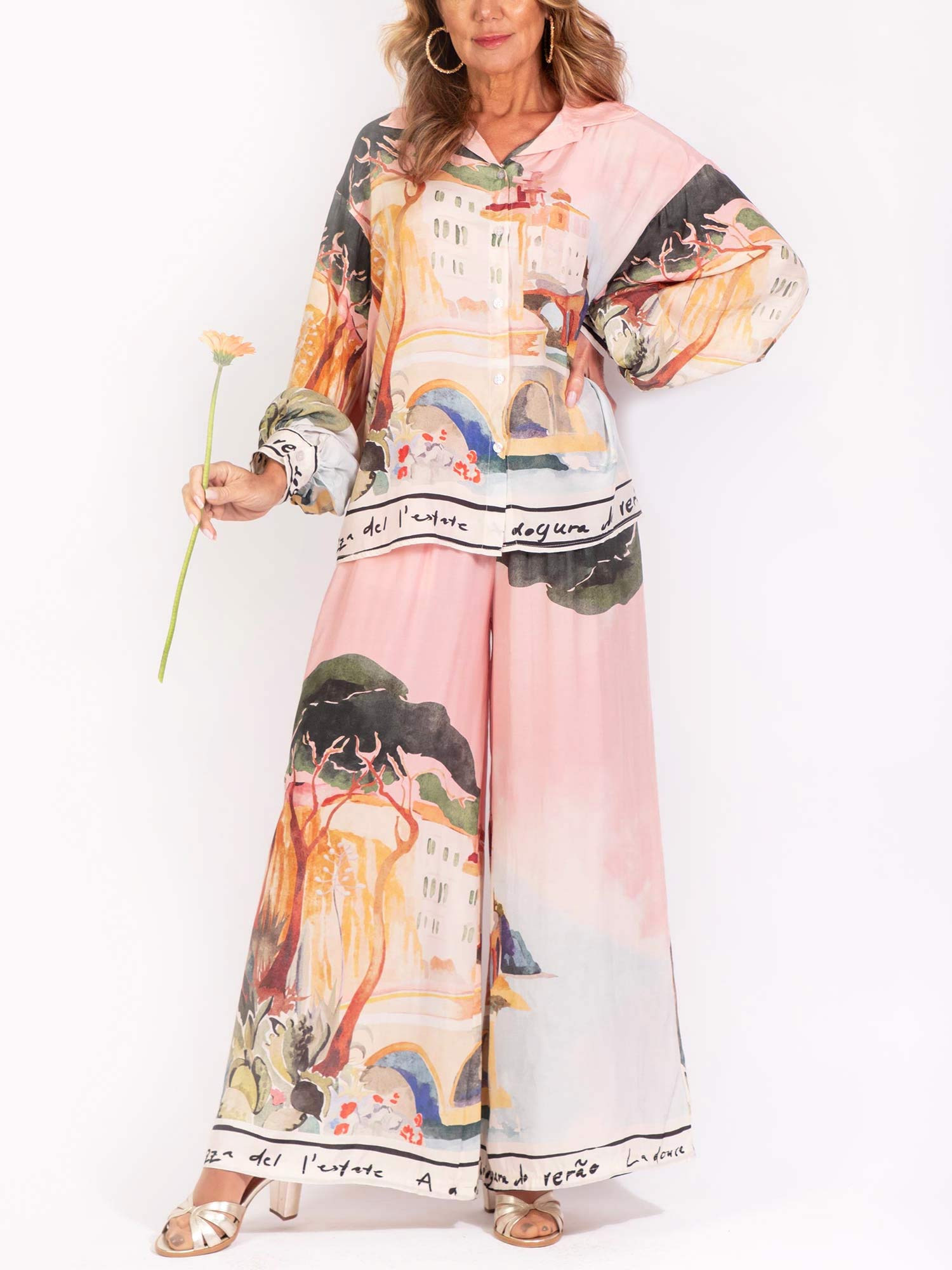 Scenic Wide-Leg Printed Trousers