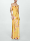 Yellow Satin Halter Maxi Dress