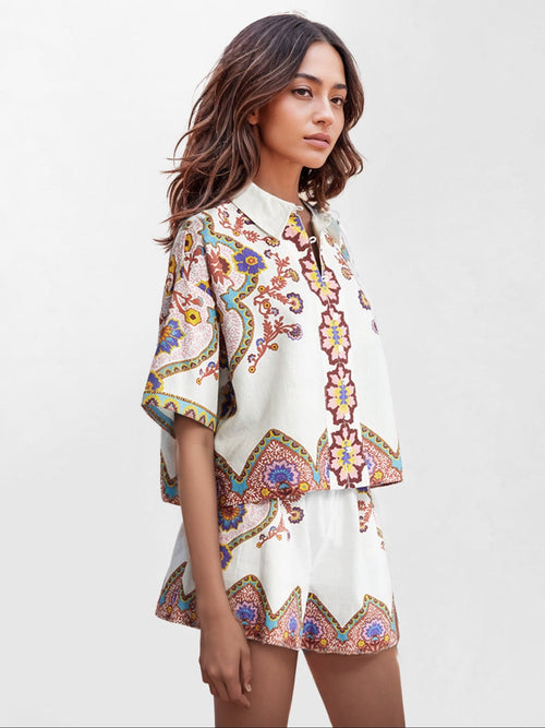 Bohemian Floral Print Two-Piece Set