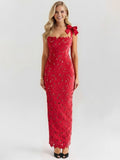 Red Vibrant Maxi Dress Festival Flair