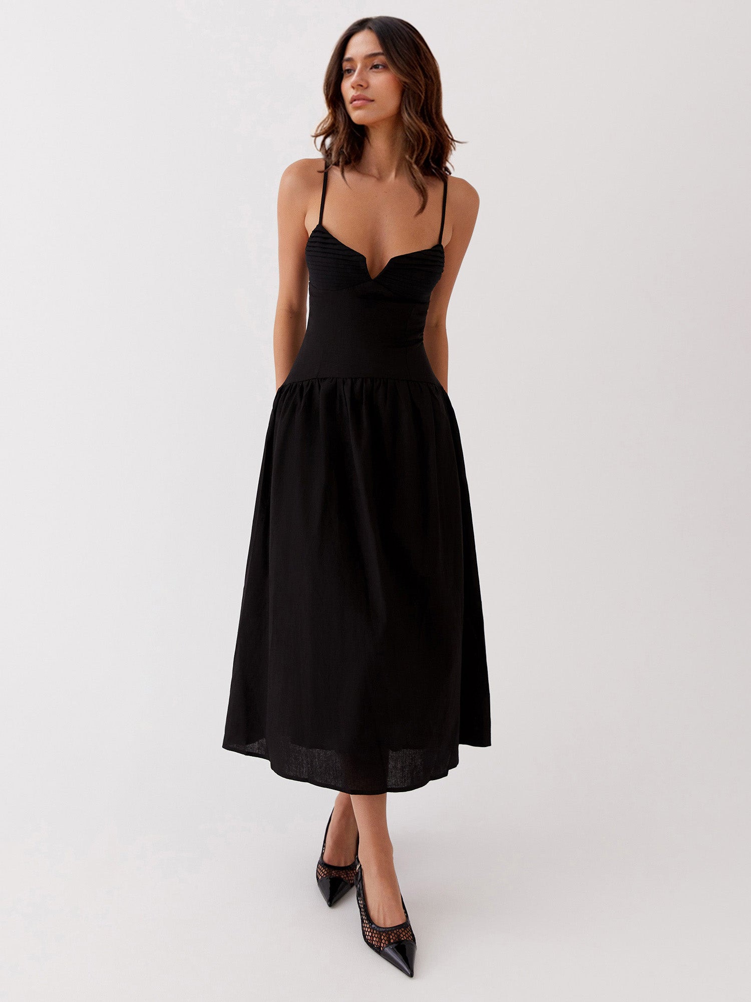 A-Line Midi Dress with Ruched Detail