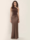 Brown Bold Maxi Dress Party Elegance
