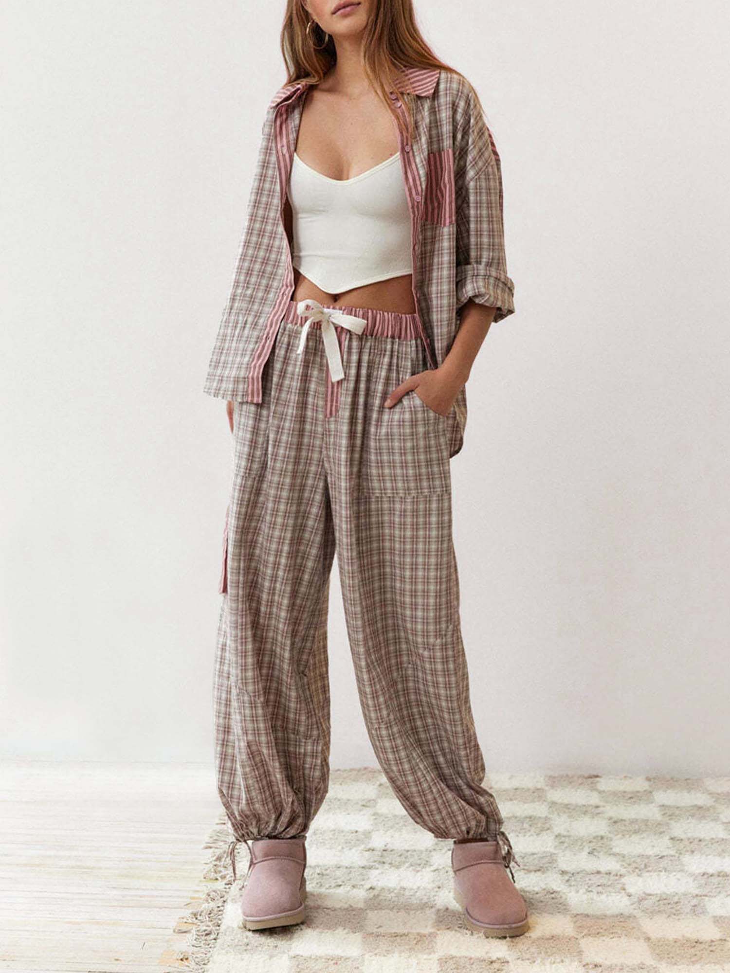 Plaid Pajama Set with Cozy Fit