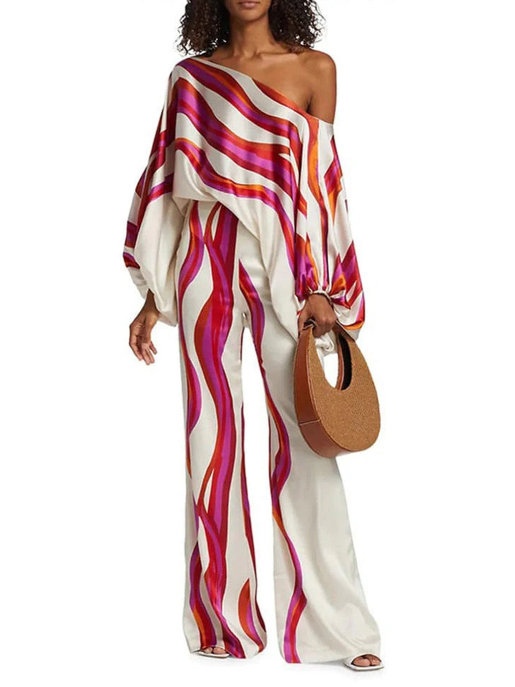 Radiant Stripe Off-Shoulder Set