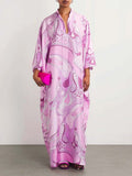 Pink Swirl Print Maxi Kaftan Dress
