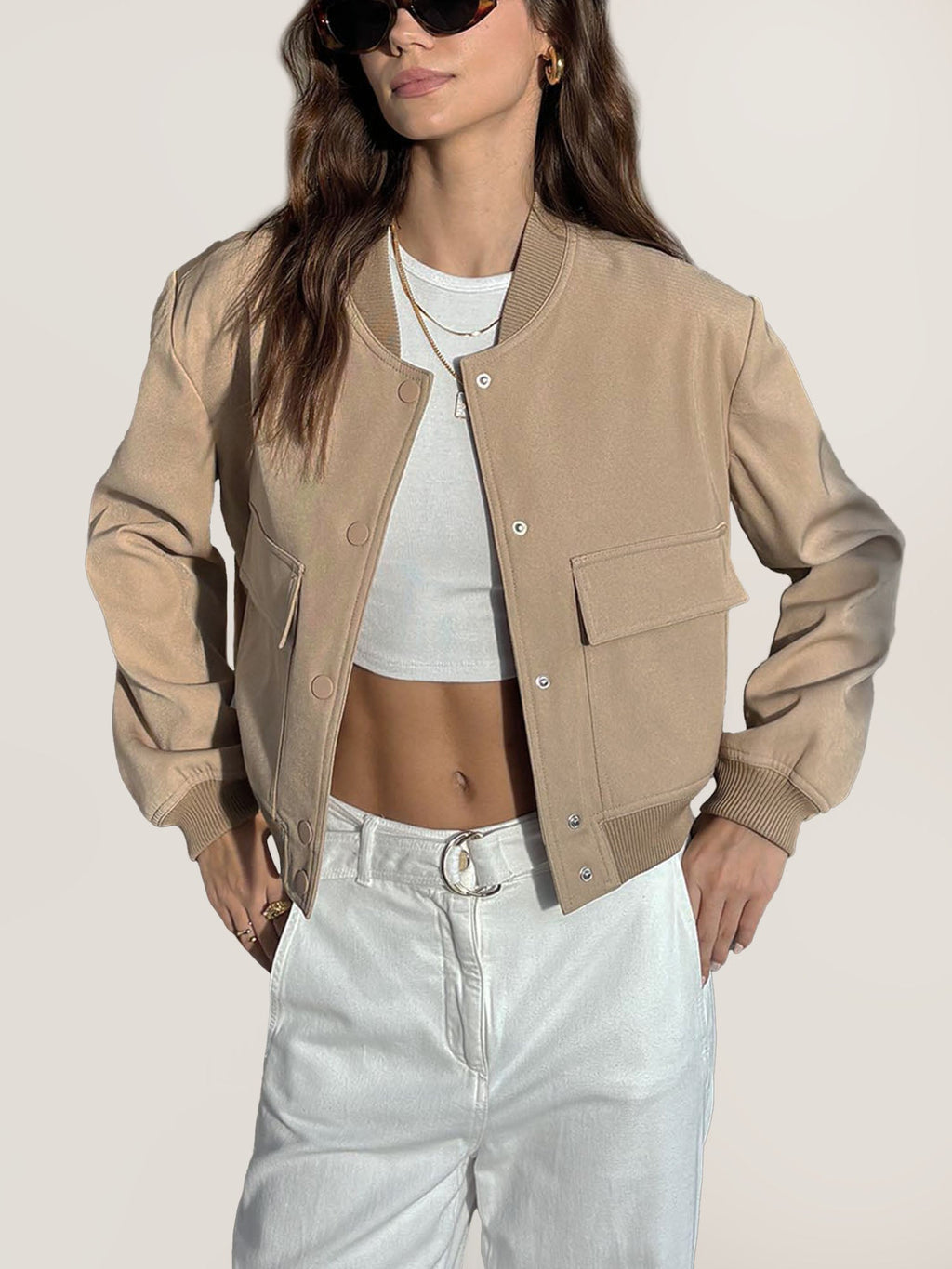 Bomber-Style Cropped Jacket