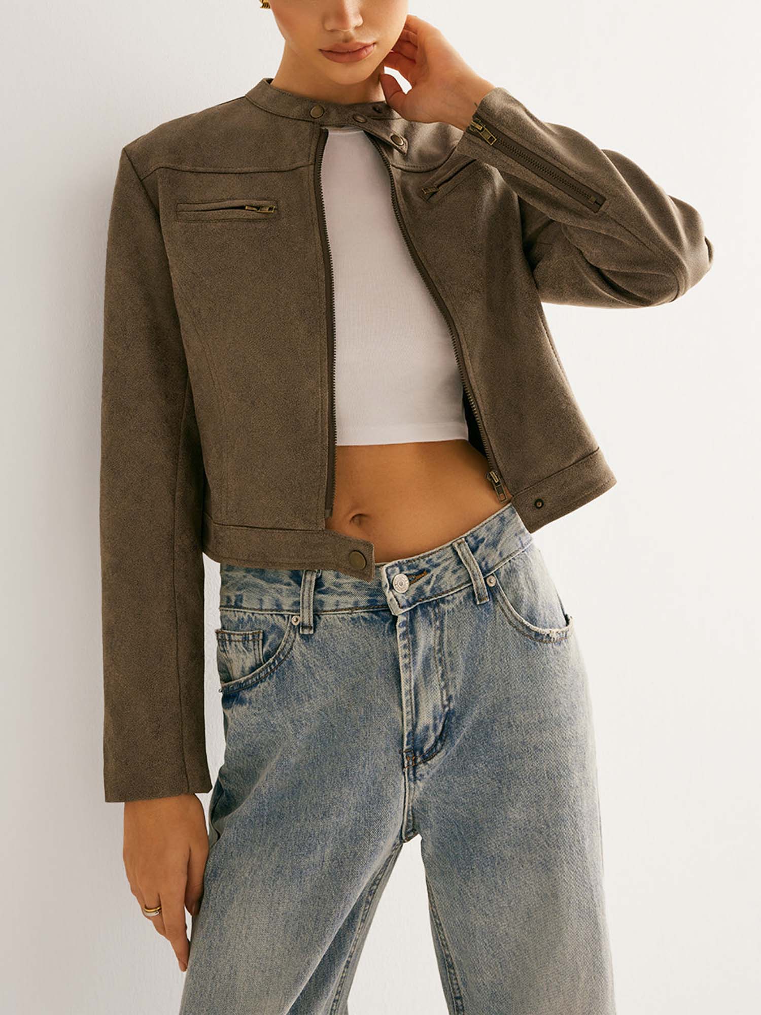 Cropped Leather Jacket