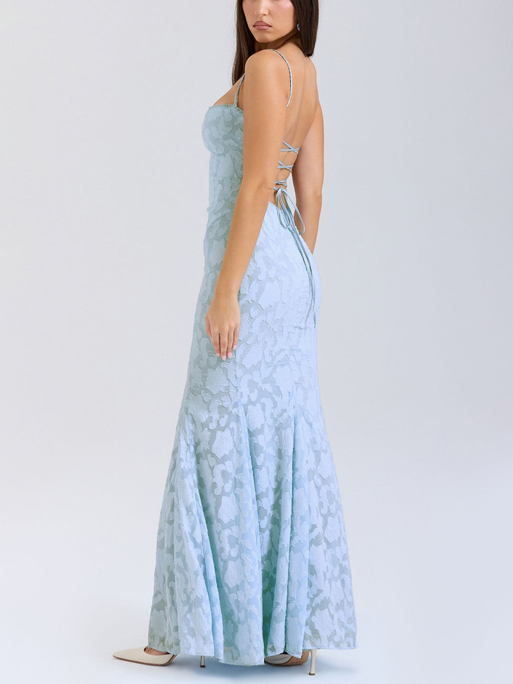 Blue Textured Asymmetrical Midi Dress