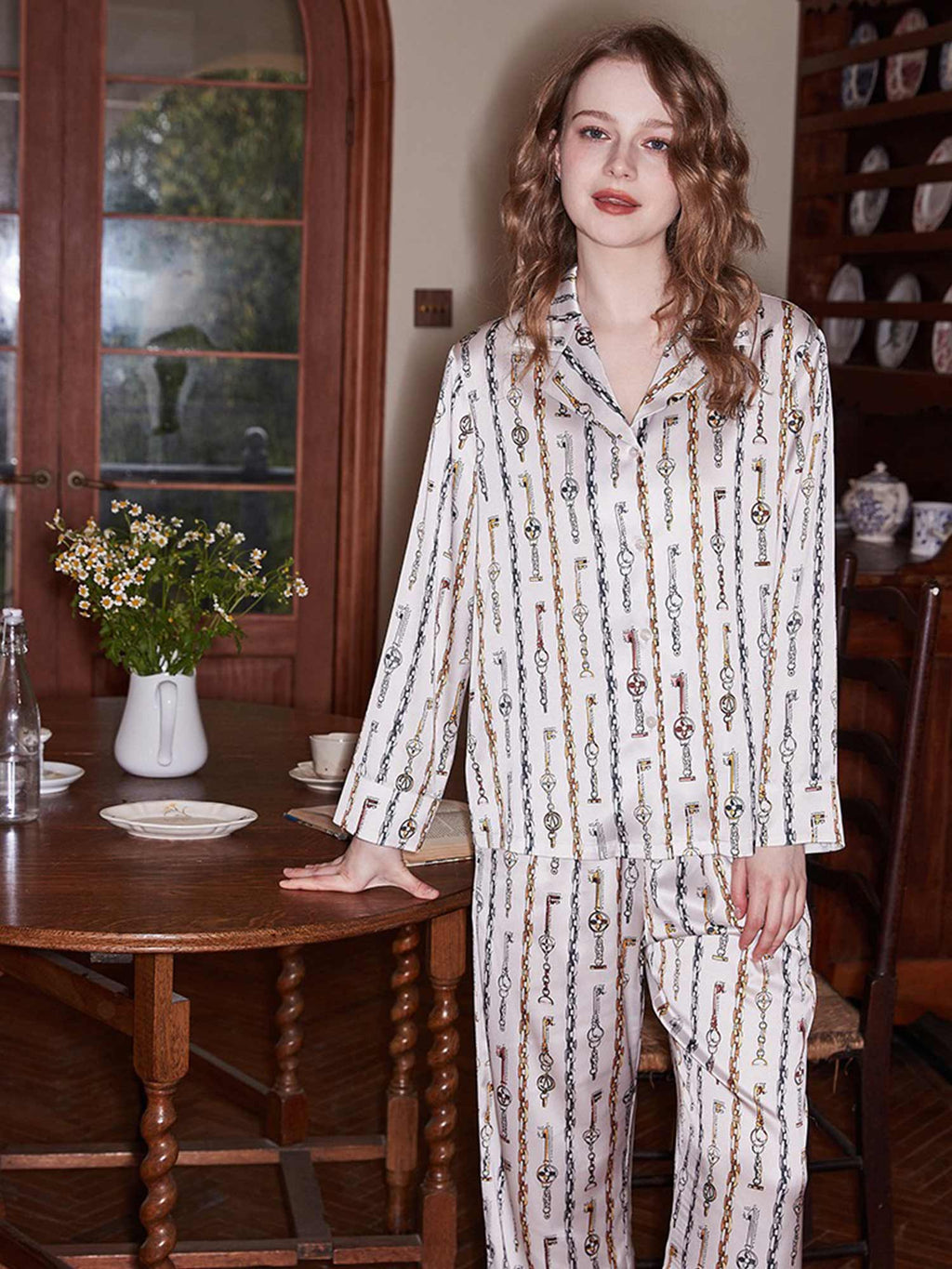 Chain Link Pattern Pajama Set