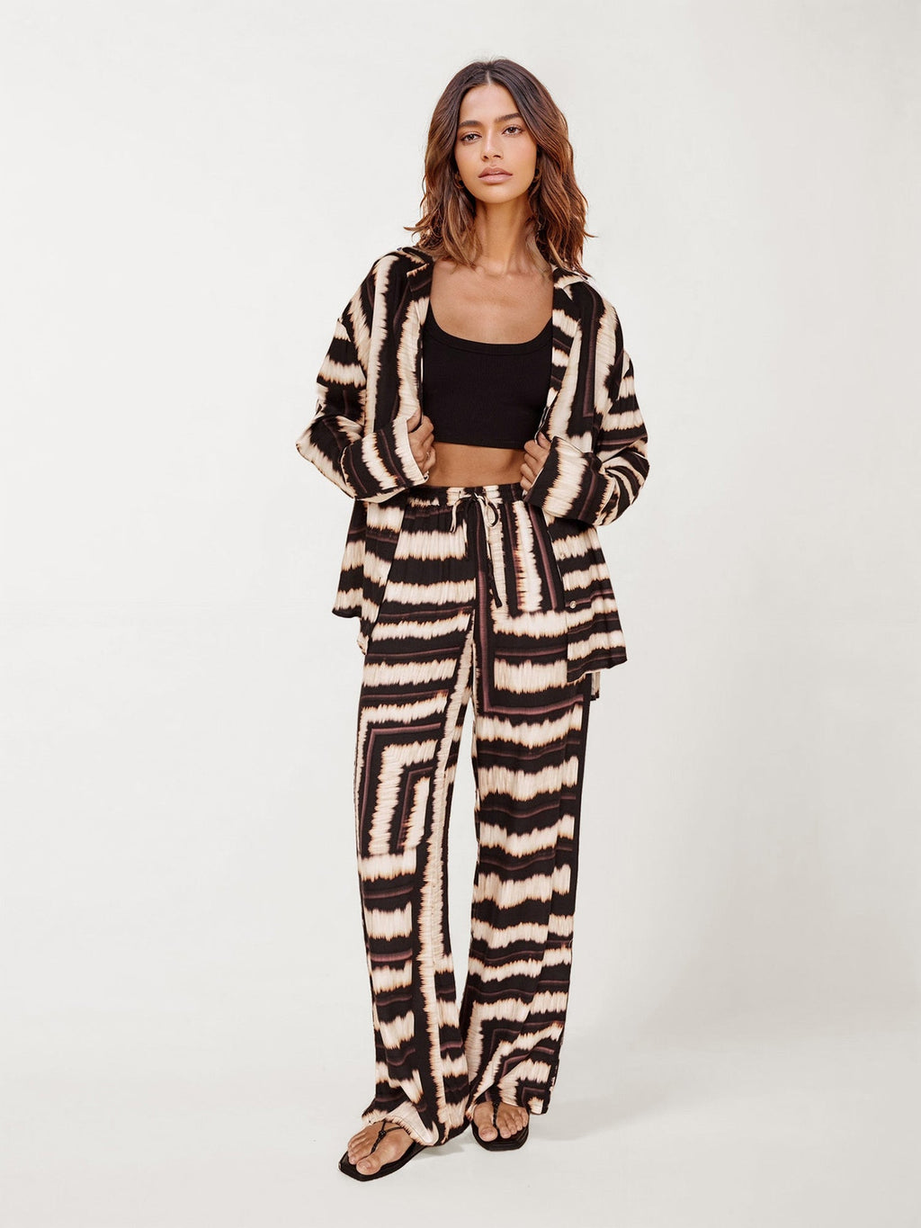 Boho Tie-Dye Wide-Leg Pants