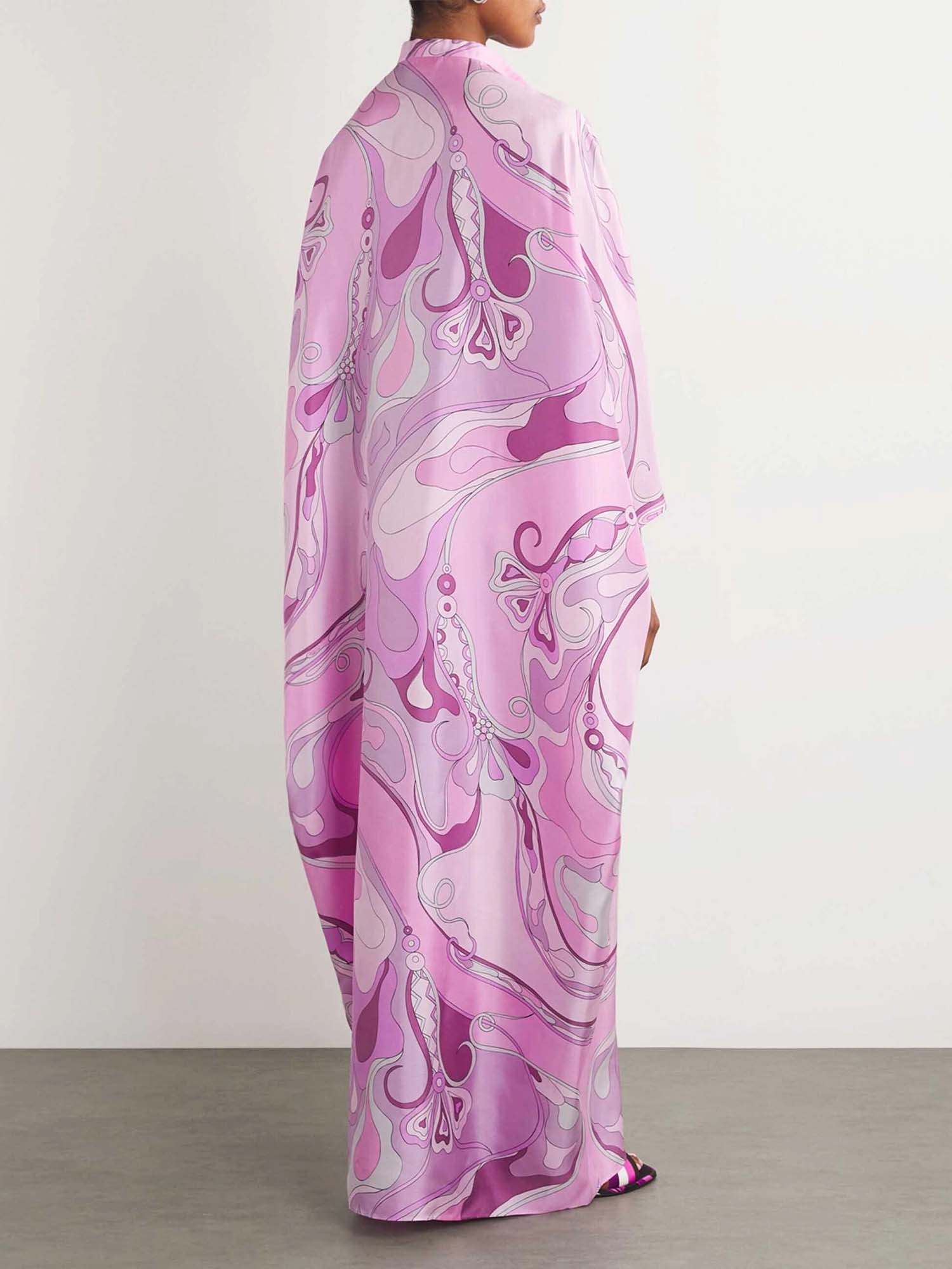 Pink Swirl Print Maxi Kaftan Dress