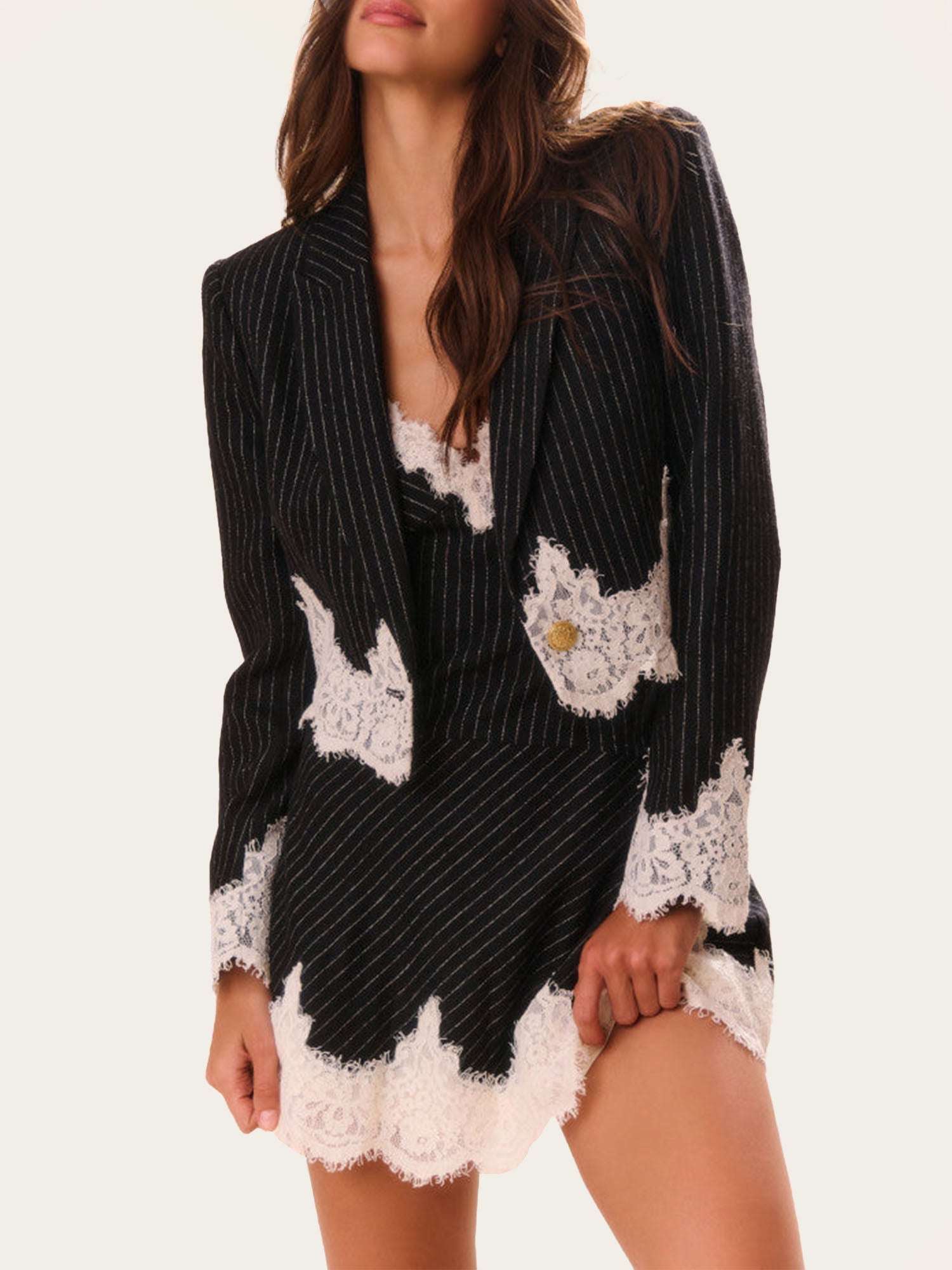 Pinstripe Lace Blazer