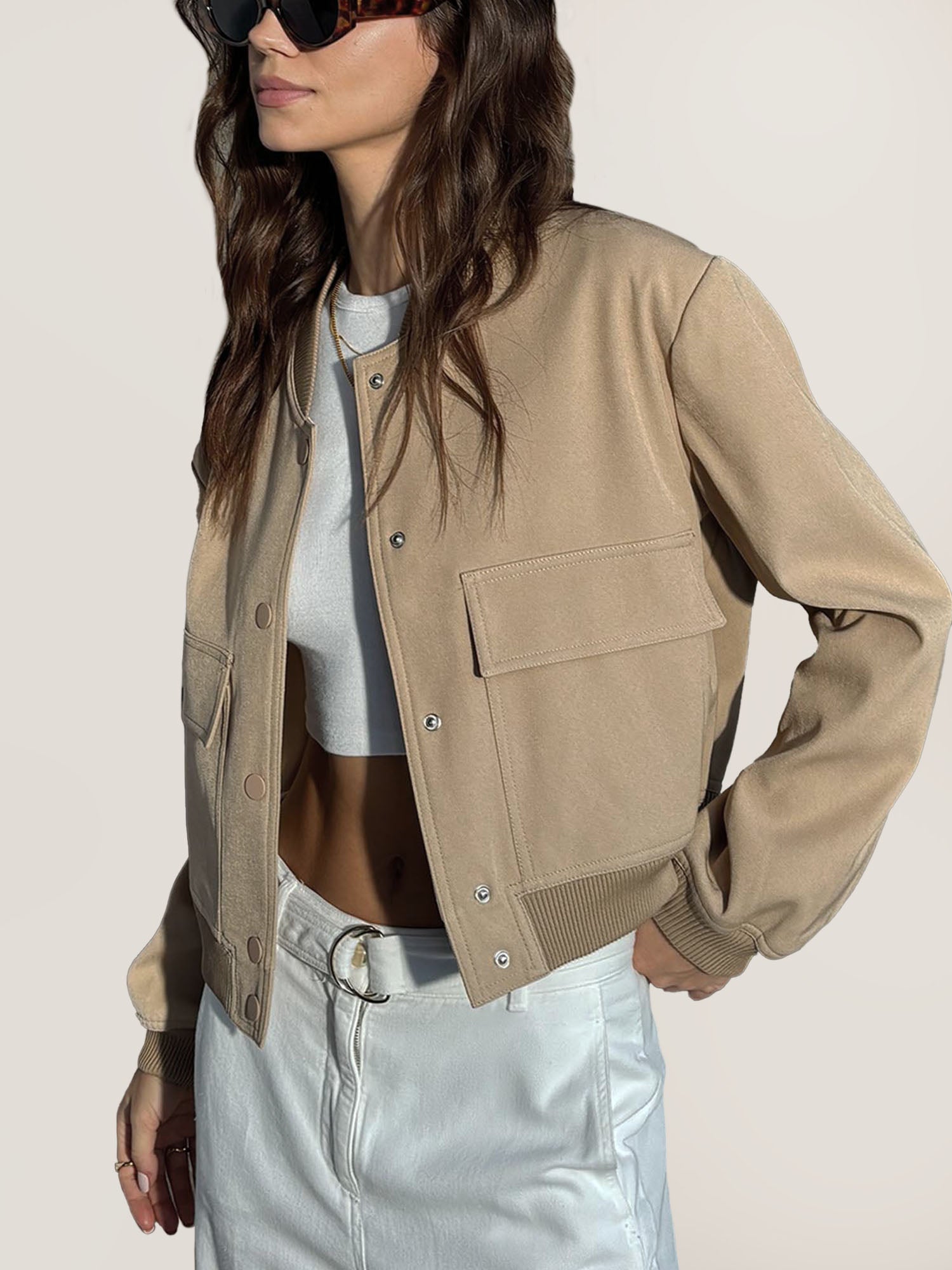 Bomber-Style Cropped Jacket