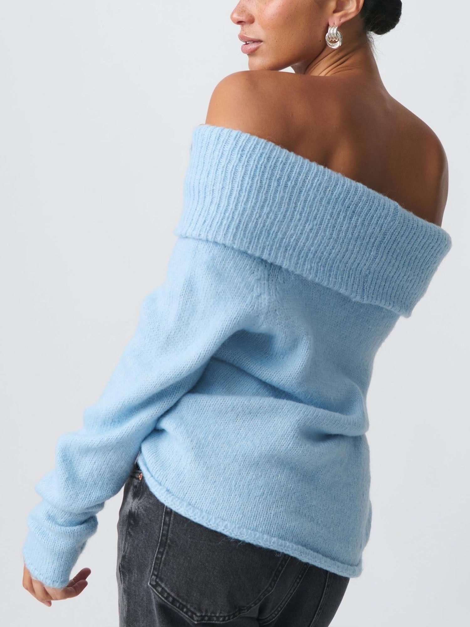 Off Shoulder Collar Top Sweet Versatile Fit
