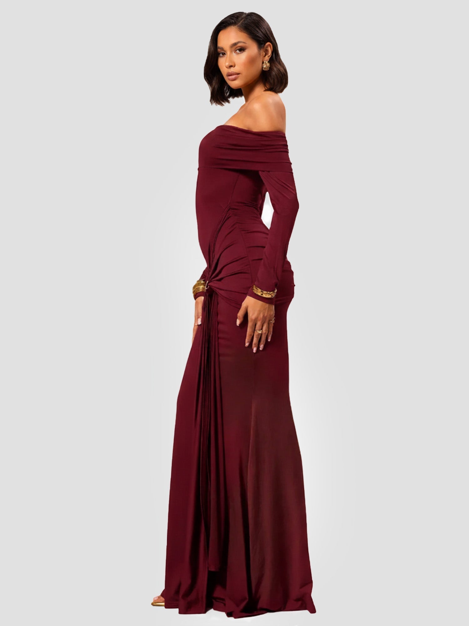 Red Sleek Maxi Dress Evening Poise