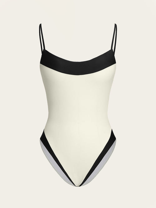 Black & White Contrast One-Piece Swimsuit