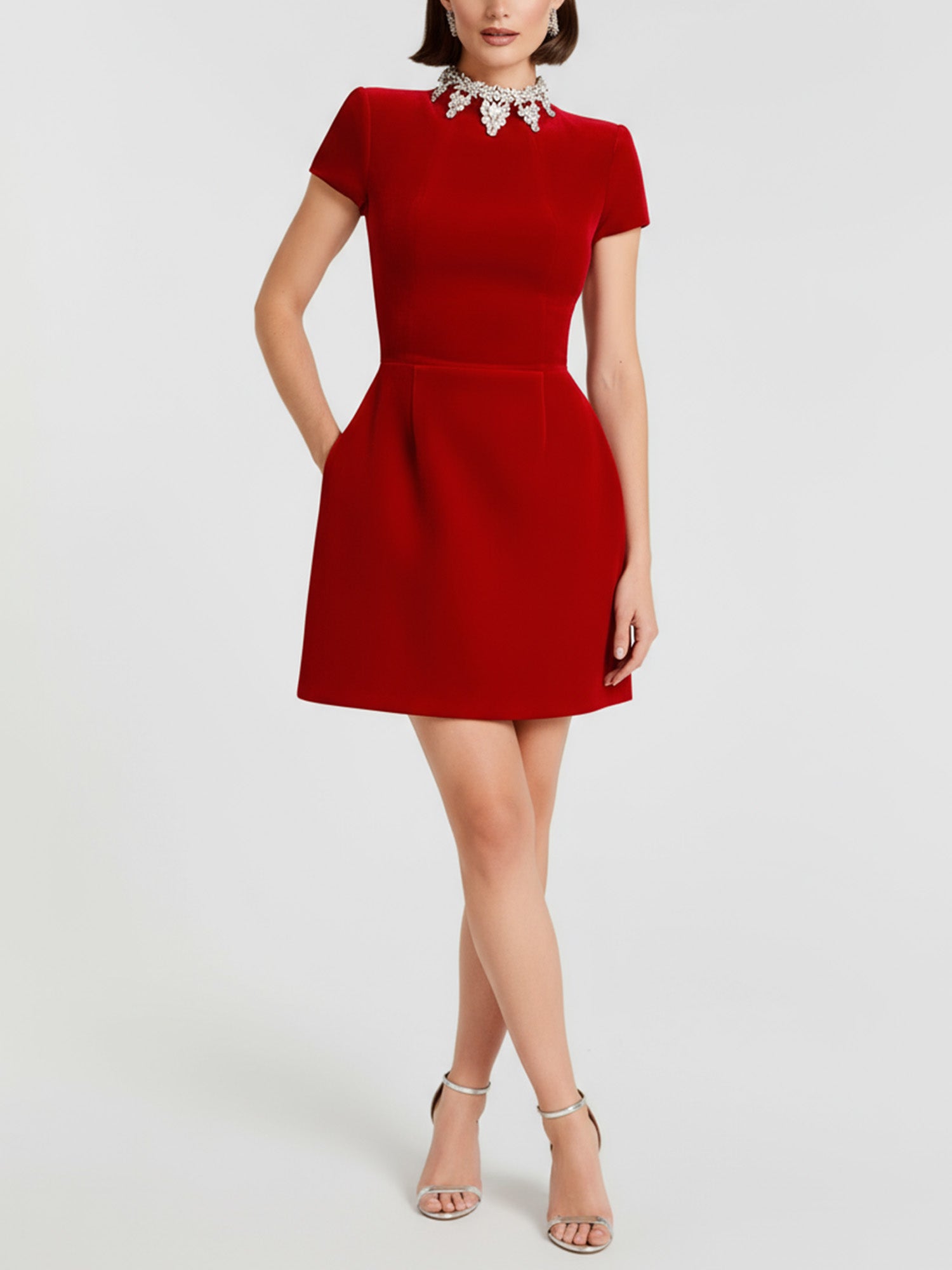 Sparkle Collar Mini Dress Poised Flare