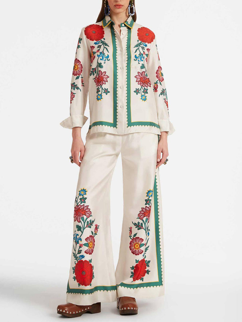 White Blossom Button-Down Shirt