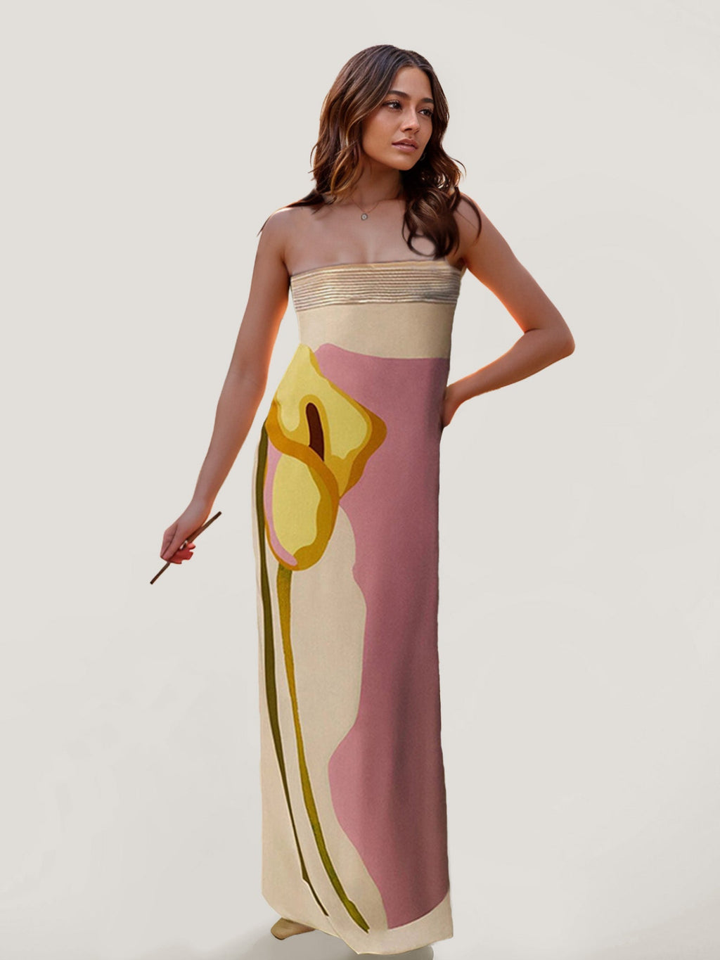 Watercolor-Inspired Long Sleeve Maxi Dress