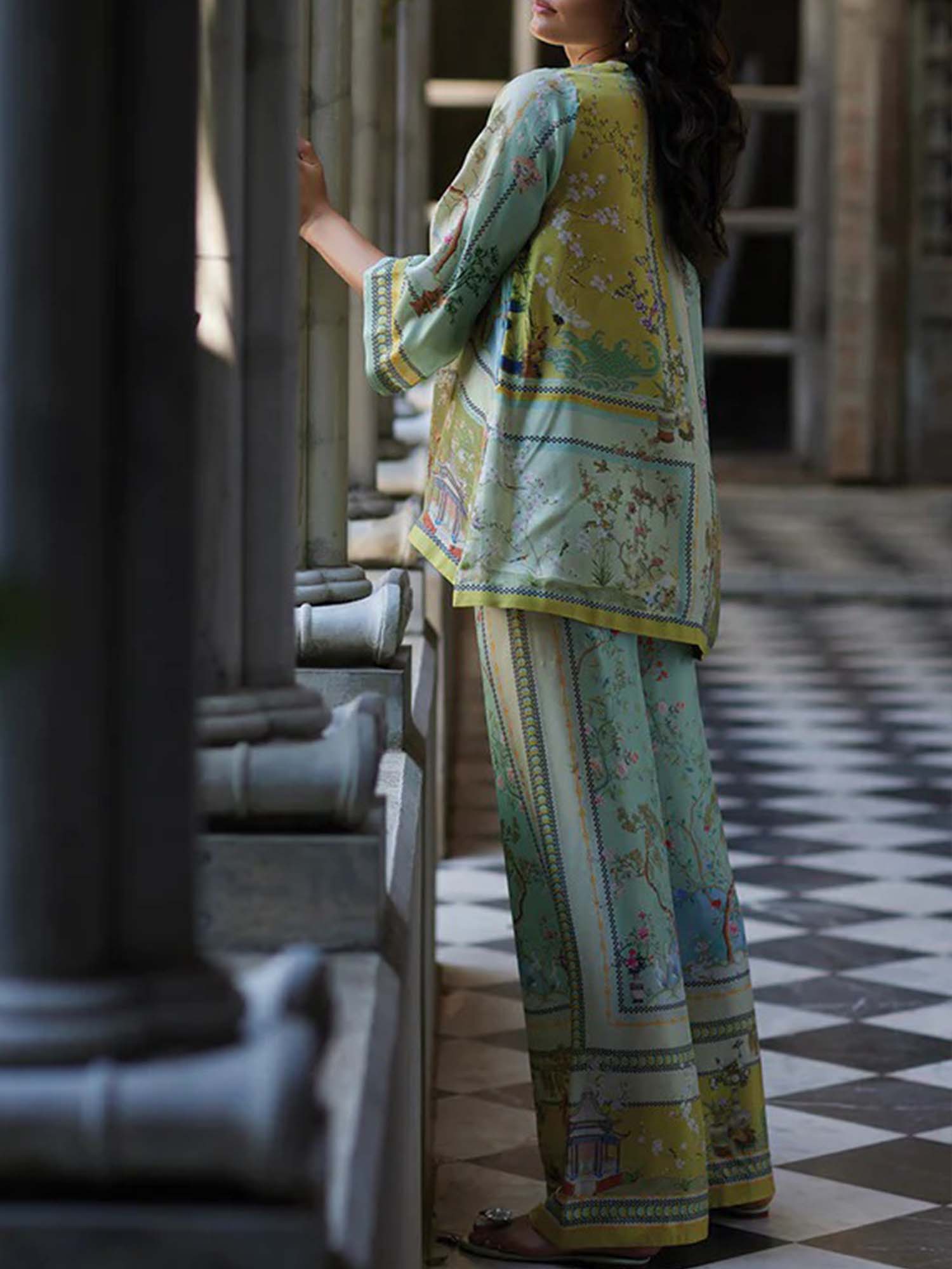 Serene Botanical Wide-Leg Pants