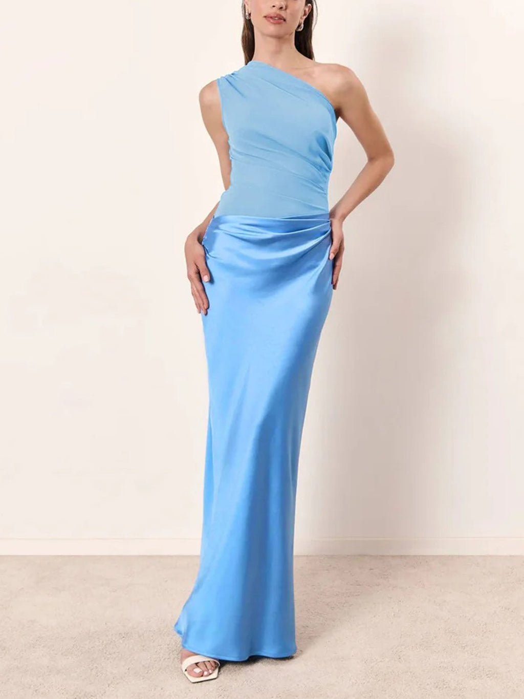 Blue Bold Maxi Dress Party Elegance
