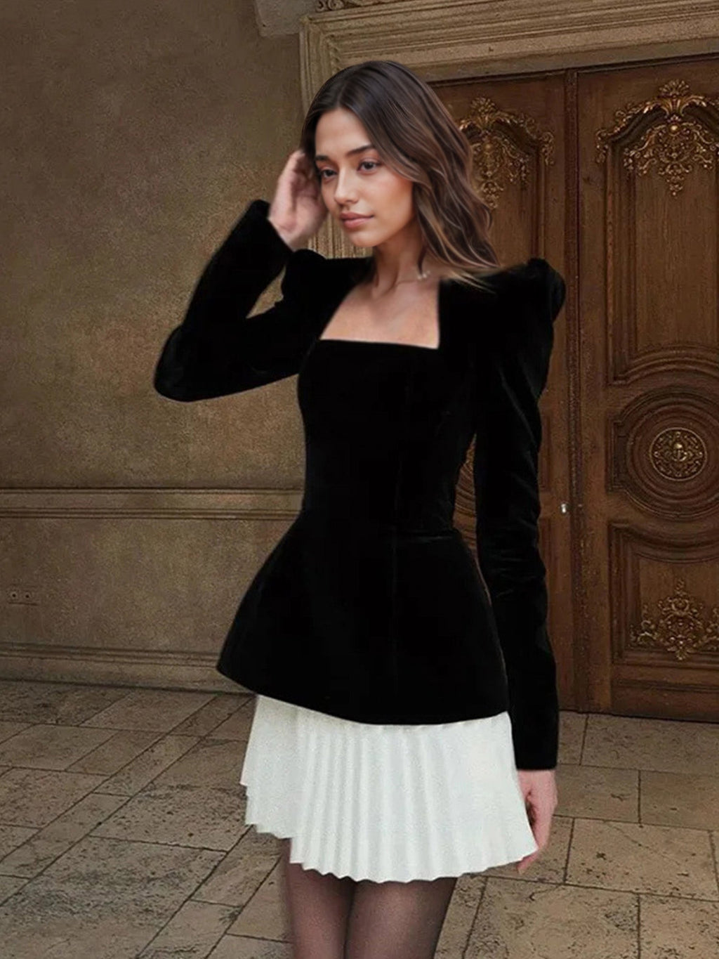 Pleated Mini Dress Set