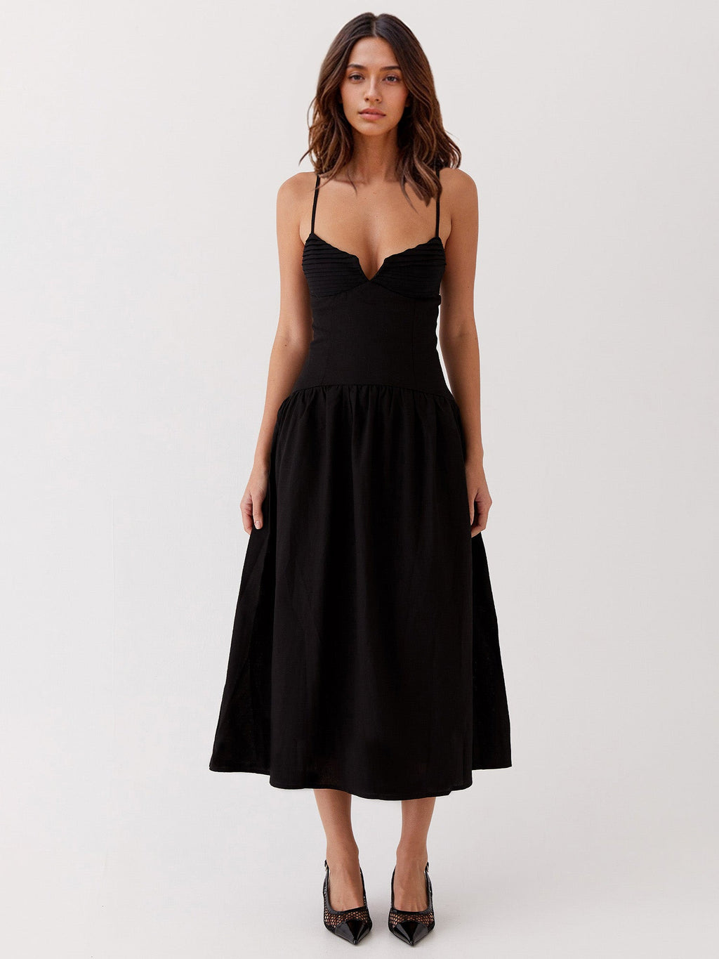 A-Line Midi Dress with Ruched Detail