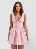 V-Neck Fit-and-Flare Mini Dress