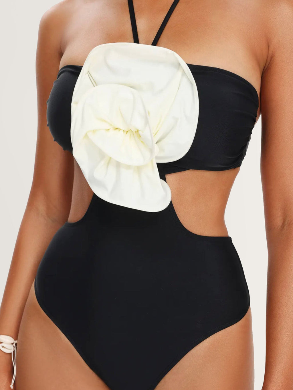 Black Rose Cut-Out Swimsuit