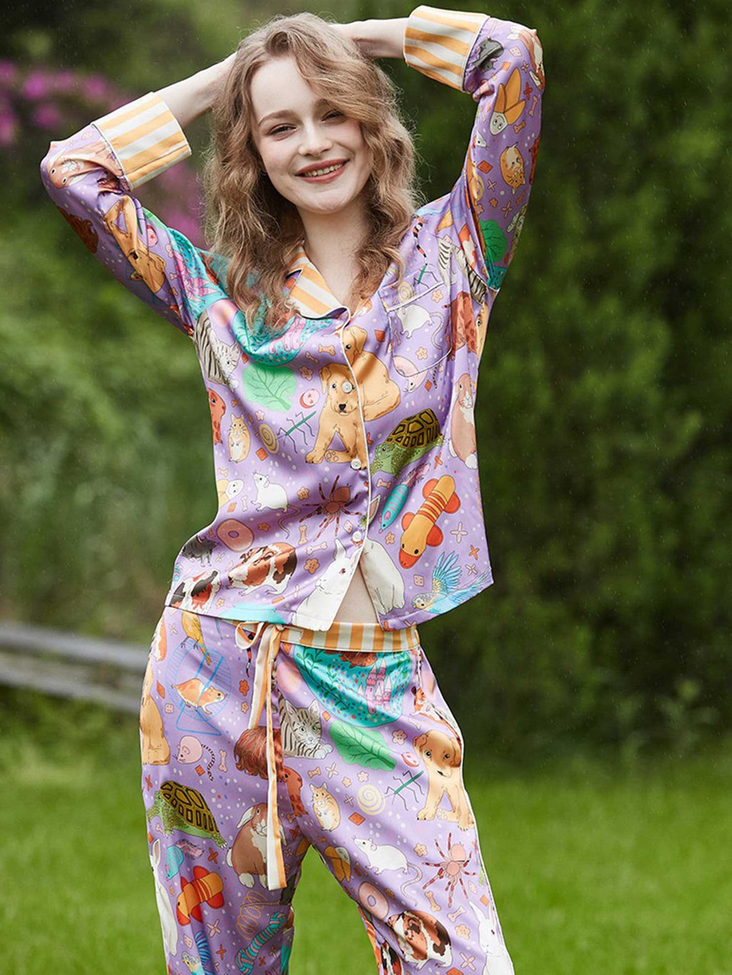 Guinea Pig & Goldfish Long Print Pajama Set