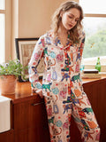 Playful Cat Print Pajama Set