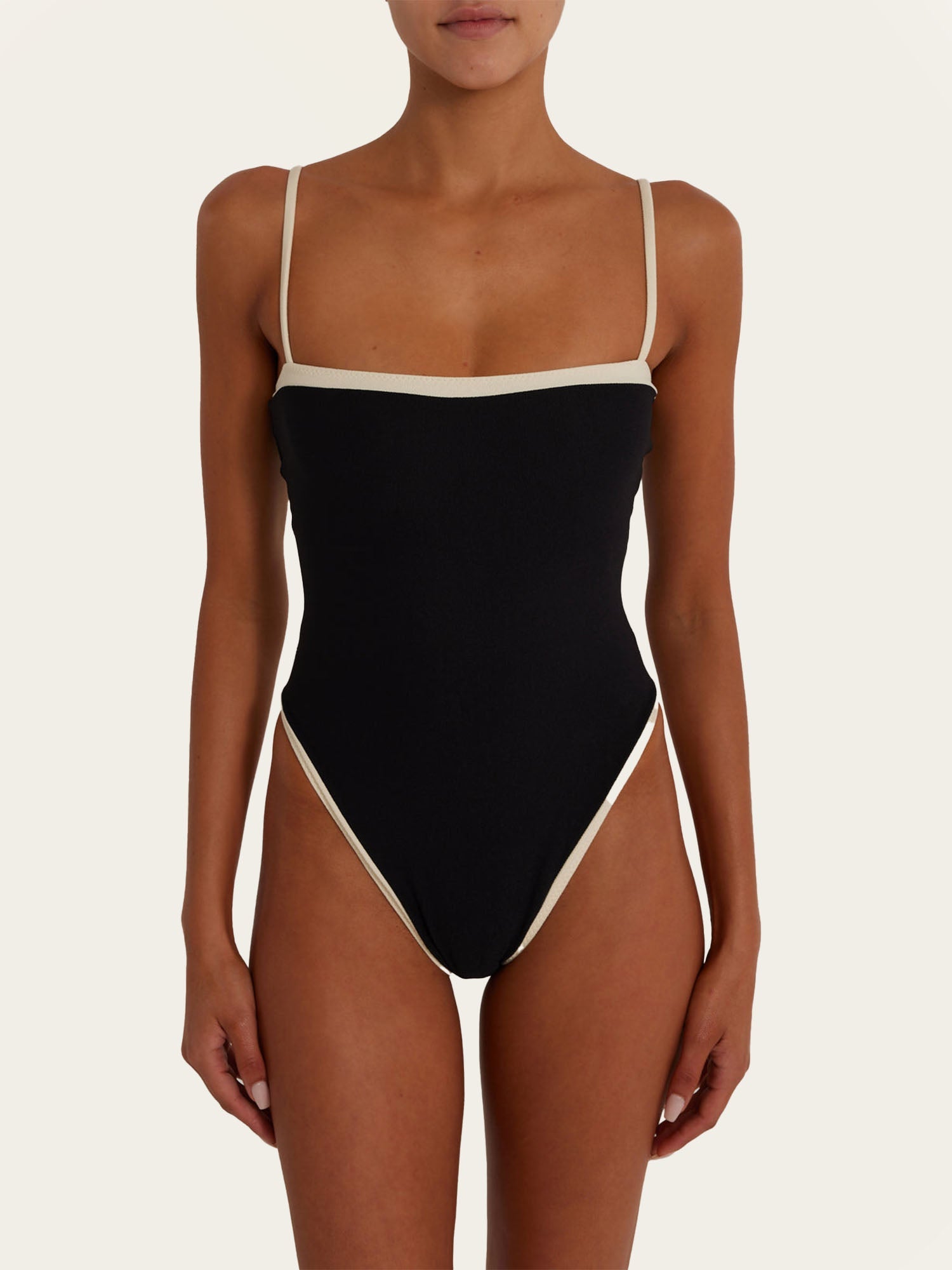 Vintage-Inspired Black & White One-Piece Swimsuit