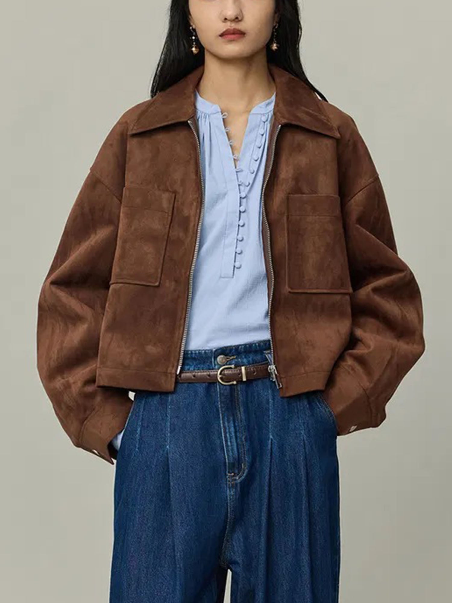 Zipper Blazer Jacket Tailored Edge