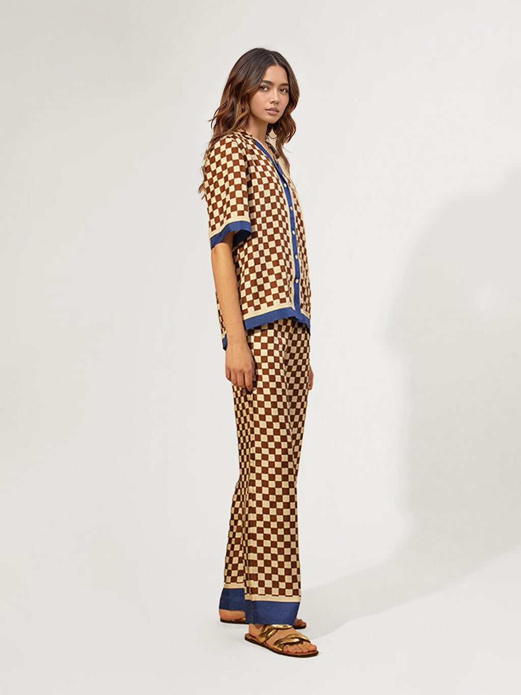 Retro Checkerboard Short-Sleeve Shirt
