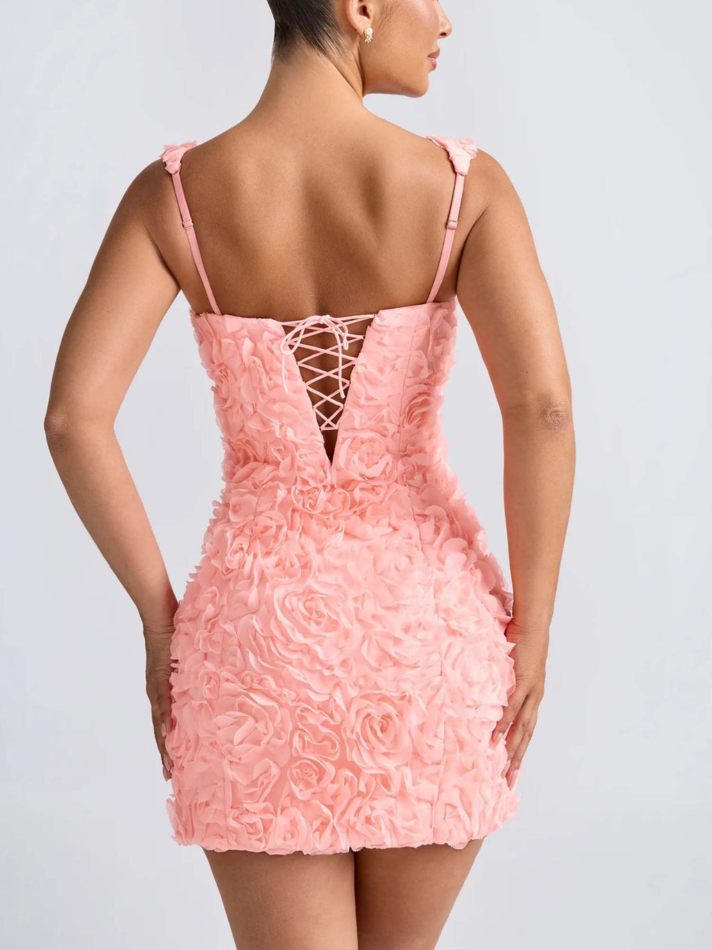 Pink 3D Floral Mini Dress