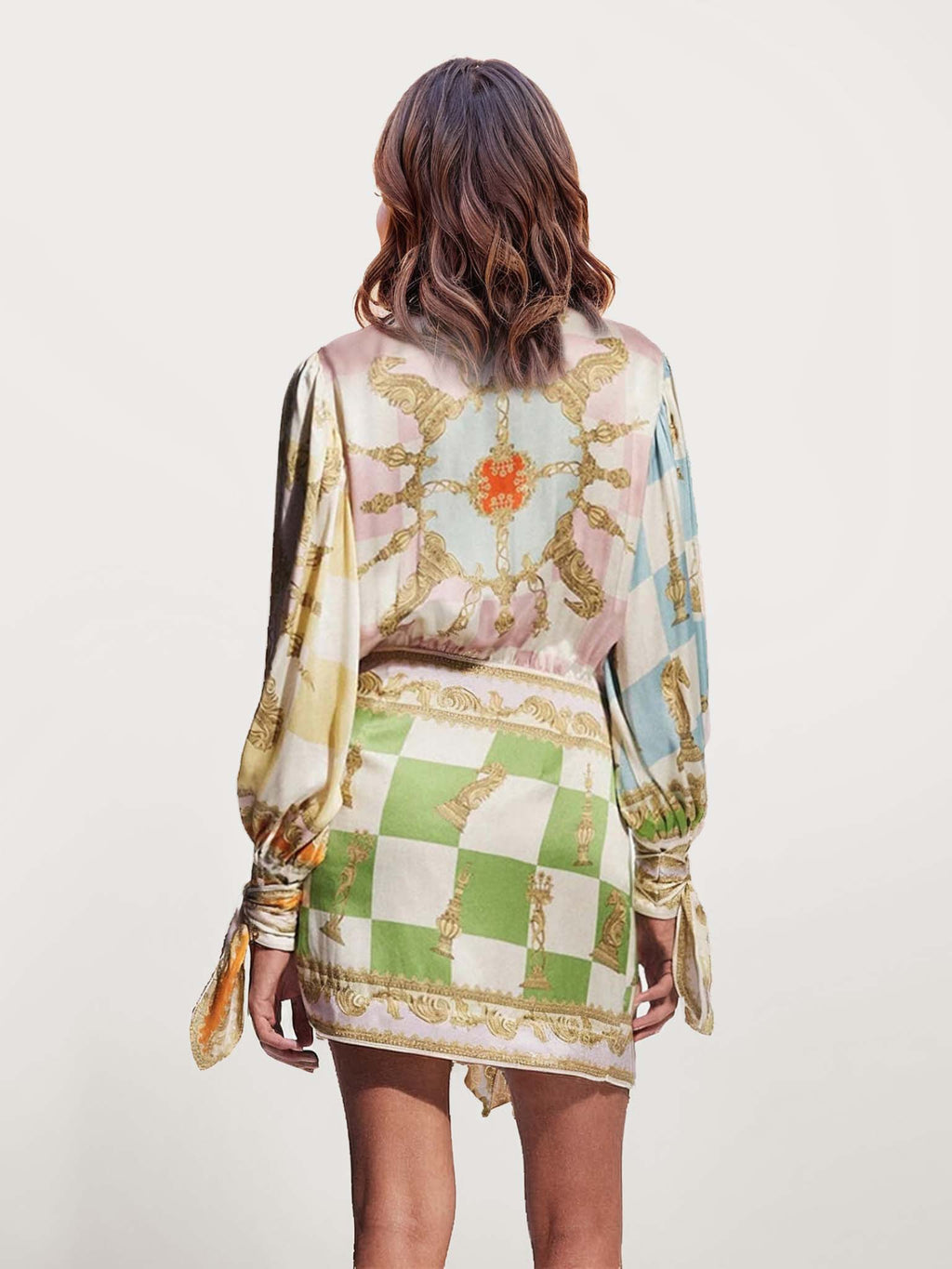 Vintage-Inspired Printed Midi Shirt Dress
