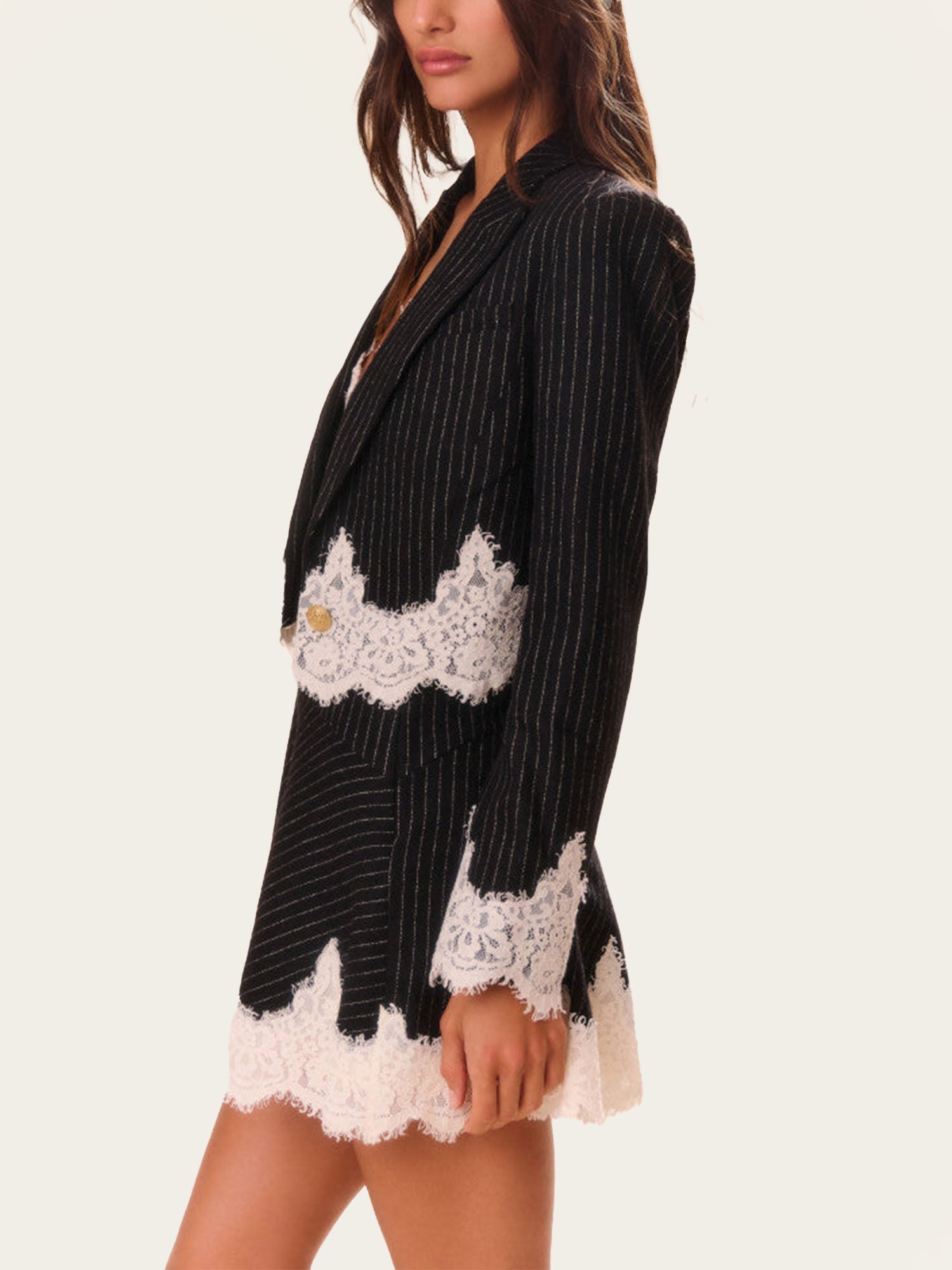 Pinstripe Lace Blazer