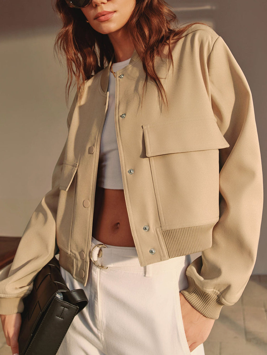 Bomber-Style Cropped Jacket